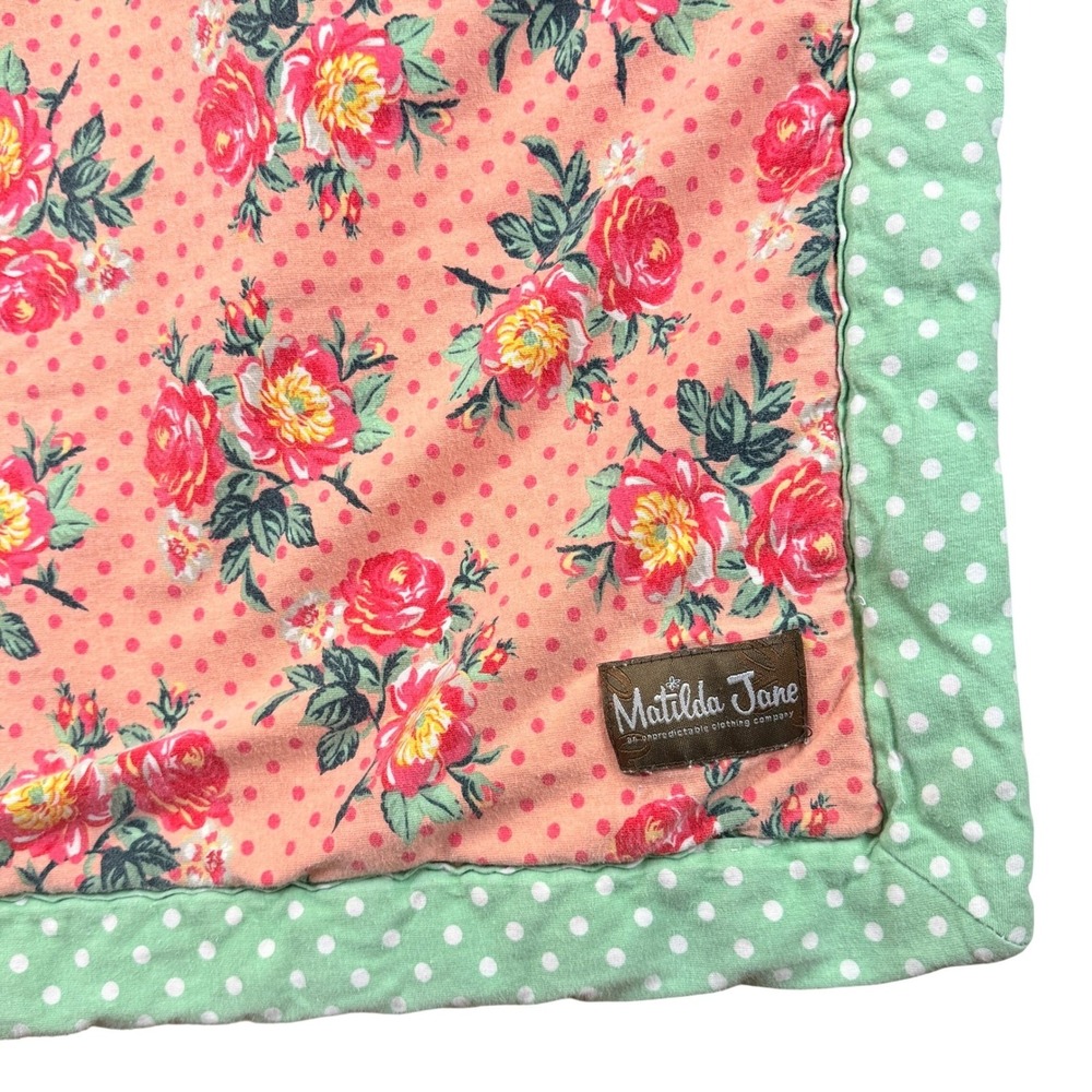 Matilda Jane Floral Polka Dot Ruffle Blanket Throw 50x60 Girls Patchwork Quilt